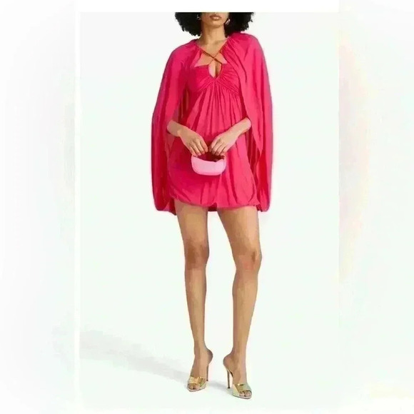 NEW JONATHAN SIMKHAI Sorina Bubble mini dress in amaranth S - Picture 2 of 12